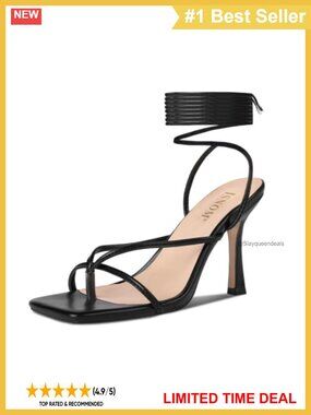 Lace Up Stiletto High Heels Square Open Toe Faux Leather Sandals